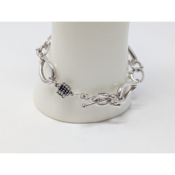 Michael Dawkins 925 Sterling Silver Toggle Pearl Bracelet - Picture 5 of 9
